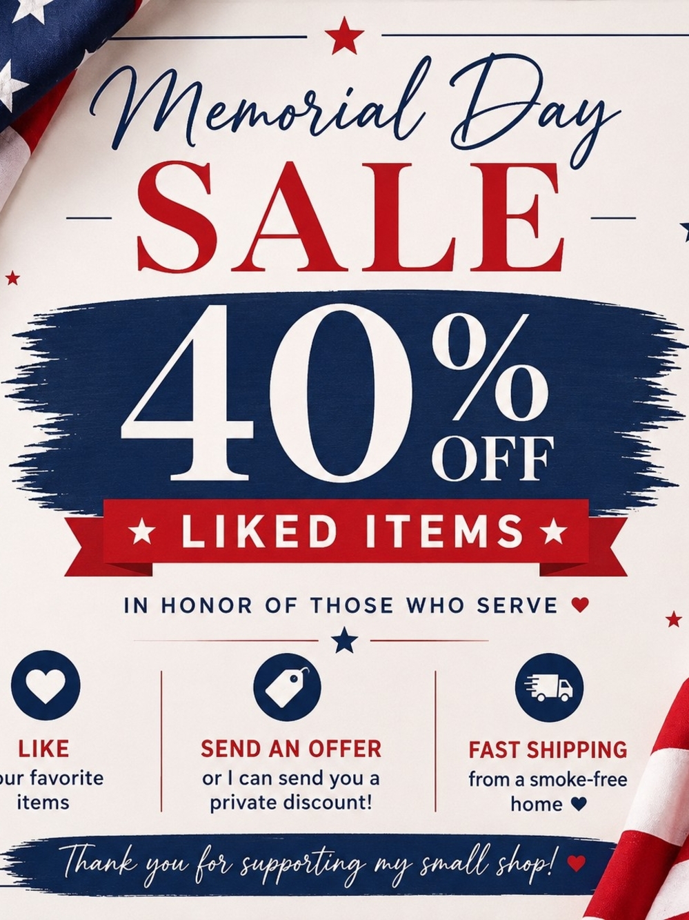 Memorial Day SALE 40% Off Liked Items - Or Create a Bundle!